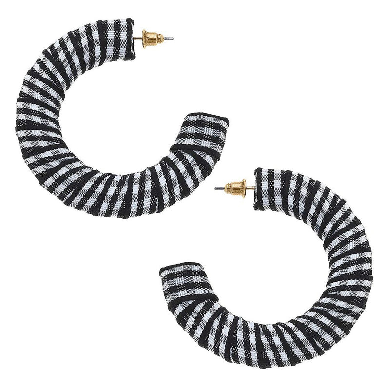 Black & White Gingham Hoop Earrings