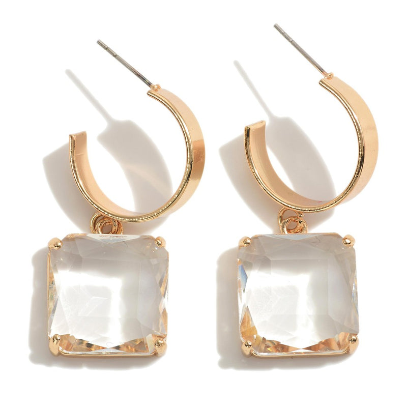 Gold Rhinestone Hoop Earrings