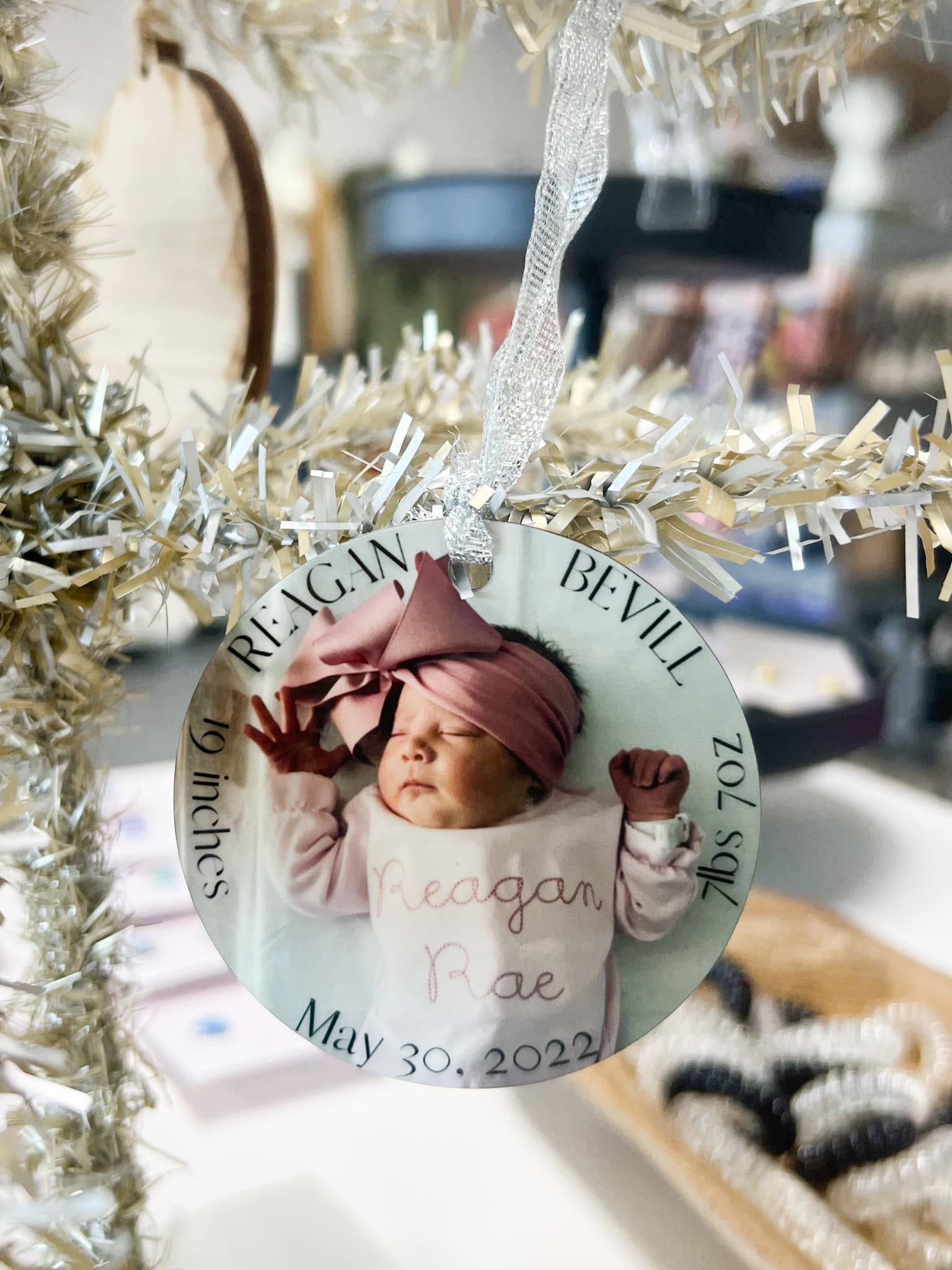 Baby Birth Stats Custom Photo Ornament