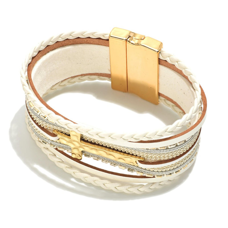 Ivory & Gold Cross Magnetic Bracelet