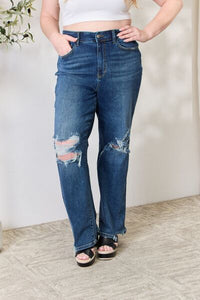 Judy Blue High Waist 90's Distressed Straight Jeans ONLINE EXCLUSIVE