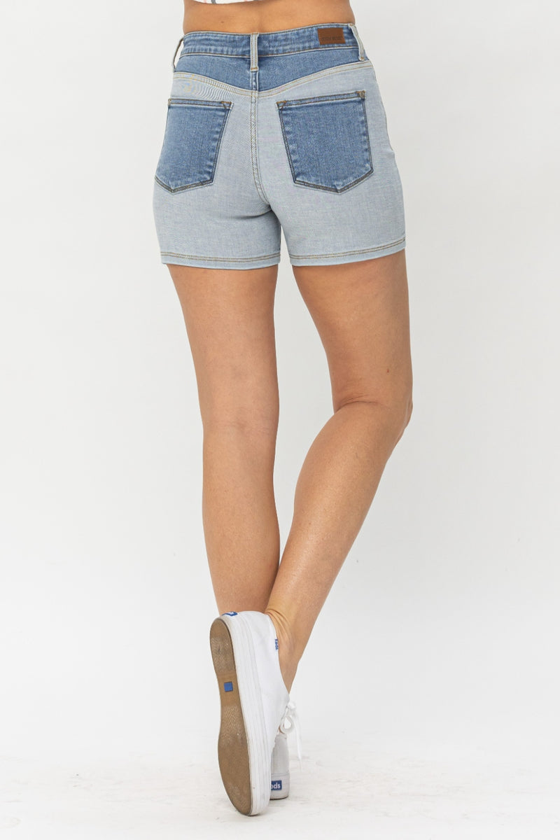 Judy Blue Color Block Denim Shorts ONLINE EXCLUSIVE