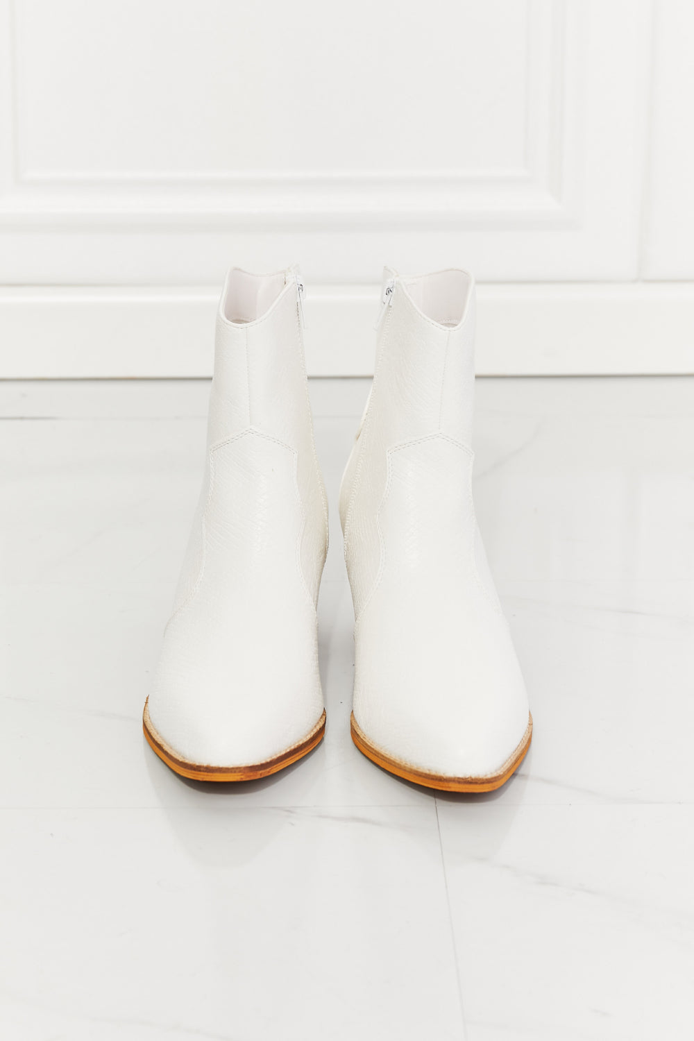 Watertower Town Faux Leather Western Ankle Boots in White ONLINE EXCLUSIVE