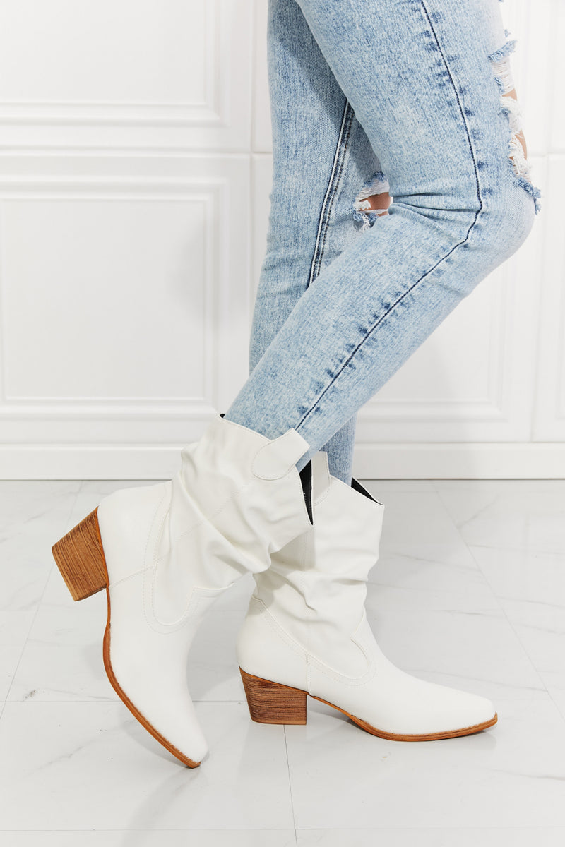 MMShoes Better in Texas Scrunch Cowboy Boots in White ONLINE EXCLUSIVE
