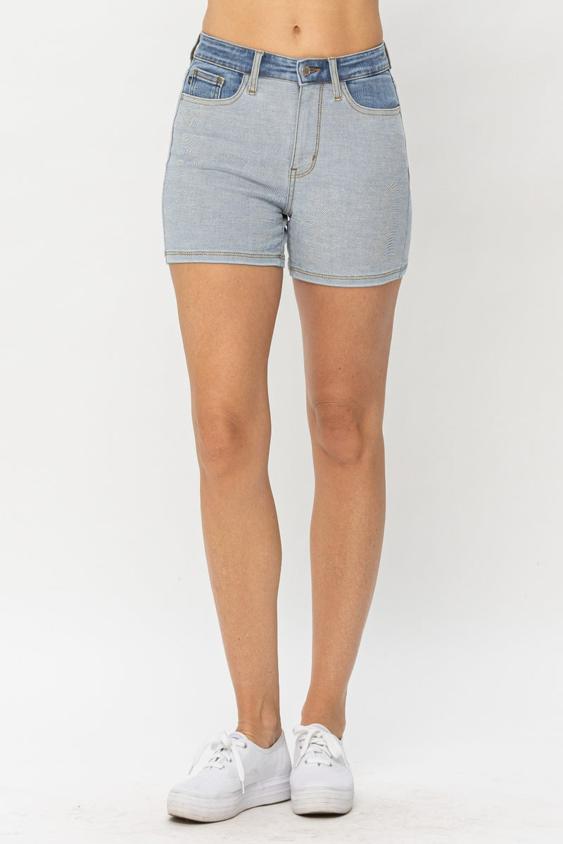 Judy Blue Color Block Denim Shorts ONLINE EXCLUSIVE