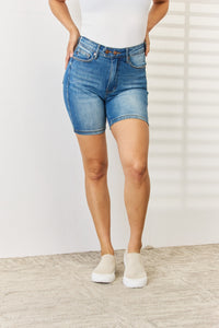 Judy Blue Tummy Control Double Button Bermuda Denim Shorts ONLINE EXCLUSIVE