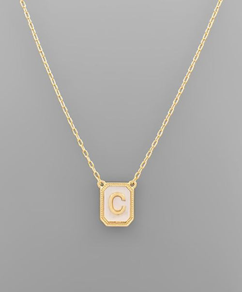 Mother of Pearl Initial Necklace