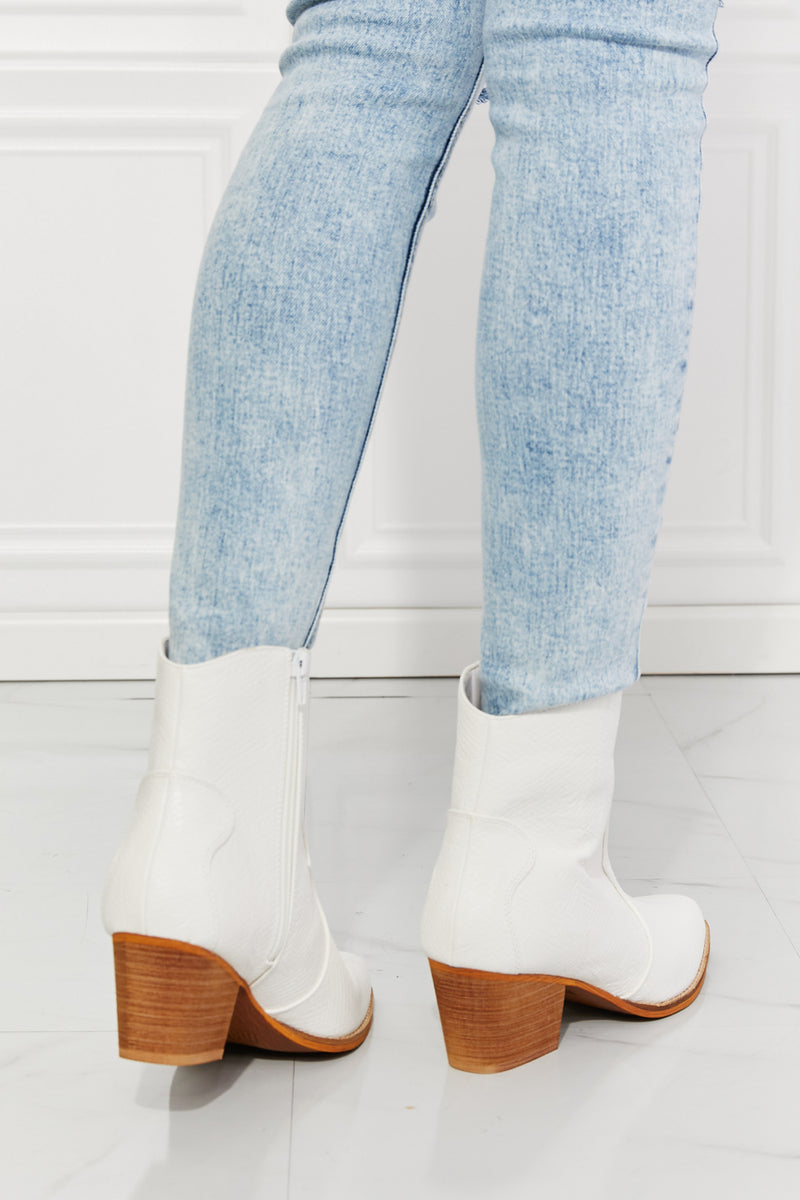 Watertower Town Faux Leather Western Ankle Boots in White ONLINE EXCLUSIVE