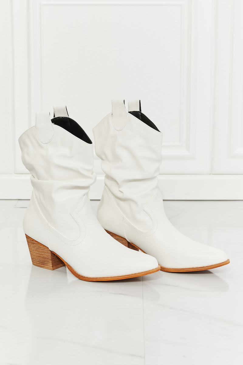 MMShoes Better in Texas Scrunch Cowboy Boots in White ONLINE EXCLUSIVE