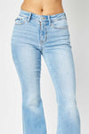 Judy Blue Full Size Mid Rise Raw Hem Slit Flare Jeans ONLINE EXCLUSIVE