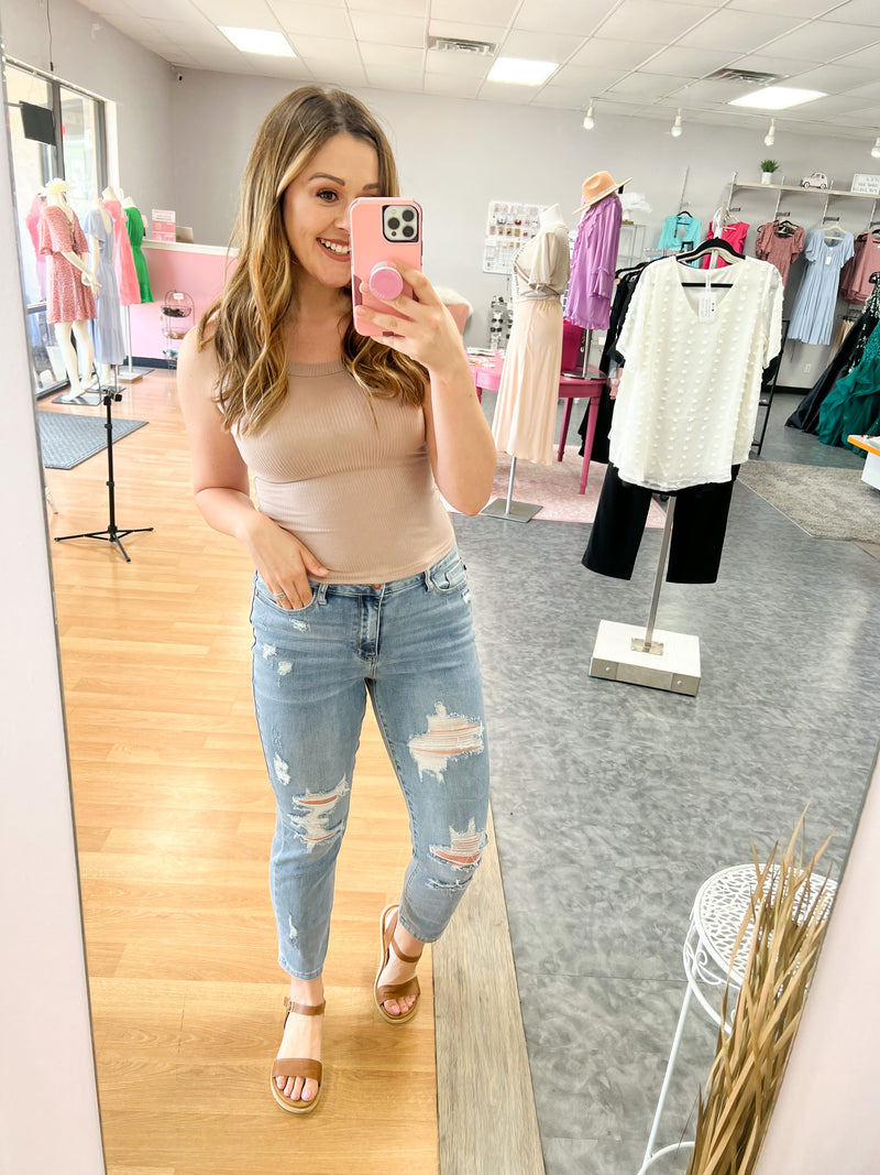 High Rise Distressed Boyfriend Judy Blue Jeans