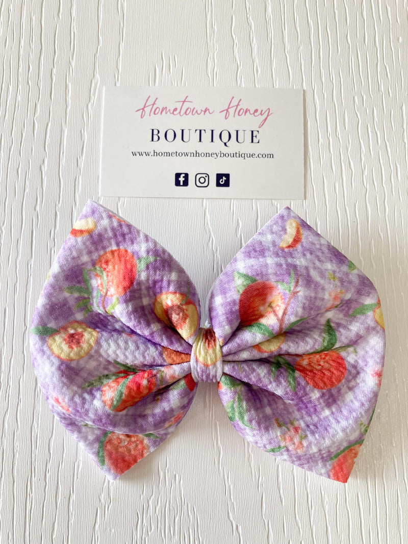 Purple Peach Clip Hairbow