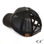 Black CC Criss Cross Ponytail Hat
