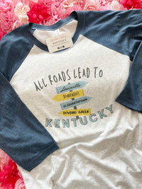 All Roads Lead To Kentucky Raglan Graphic Tee