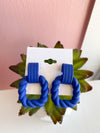 Twisted Blue Square Post Earrings
