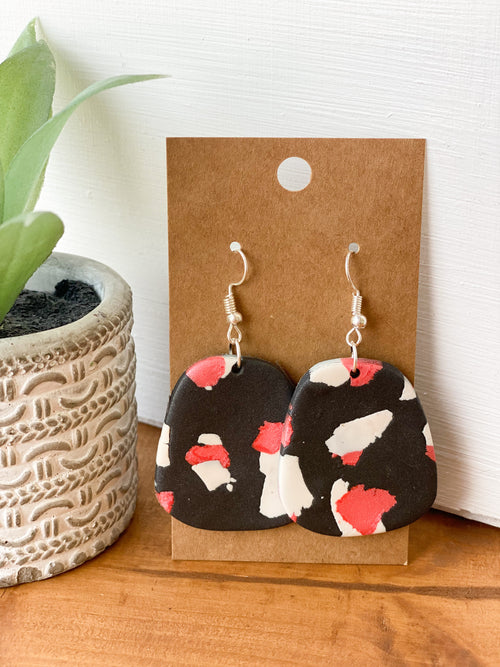 Grey Pink & White Clay Earrings