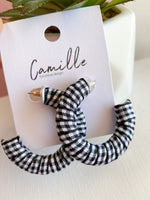 Black & White Gingham Hoop Earrings