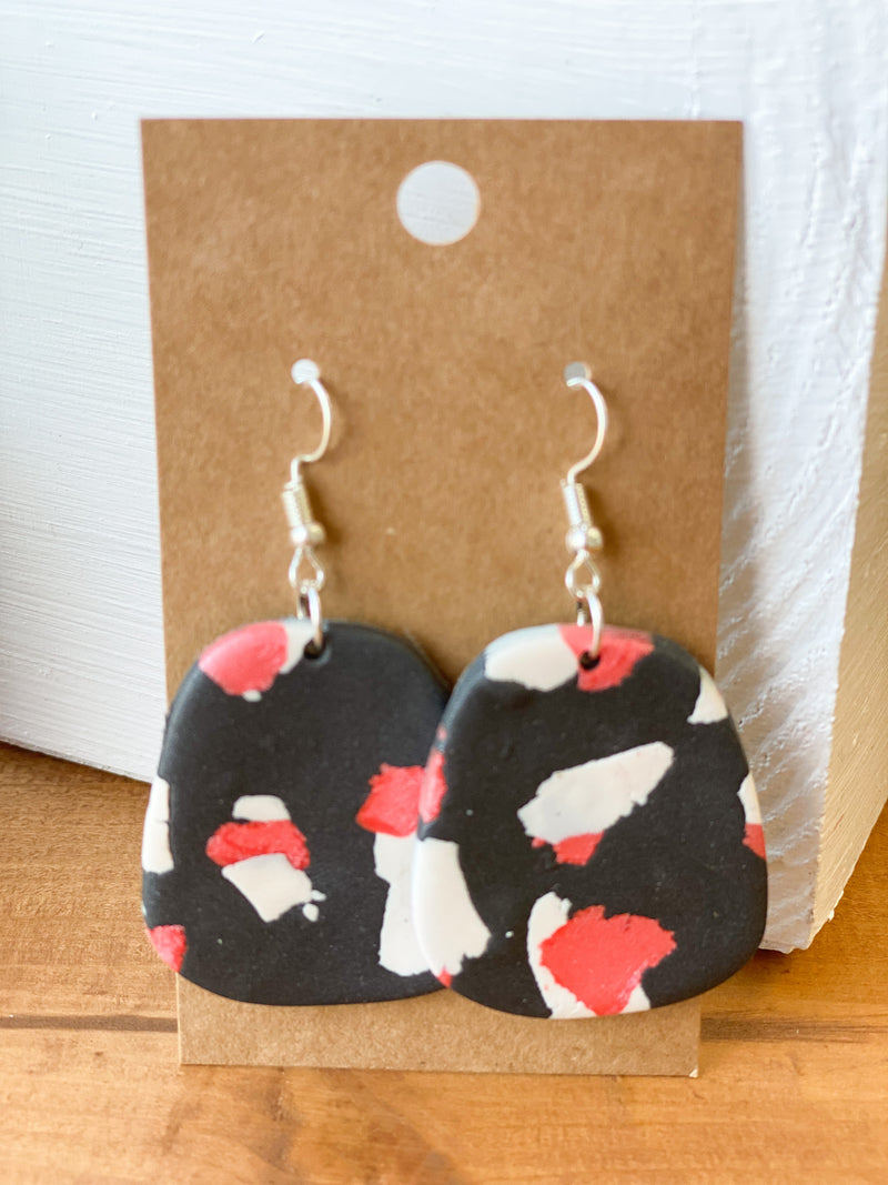 Grey Pink & White Clay Earrings