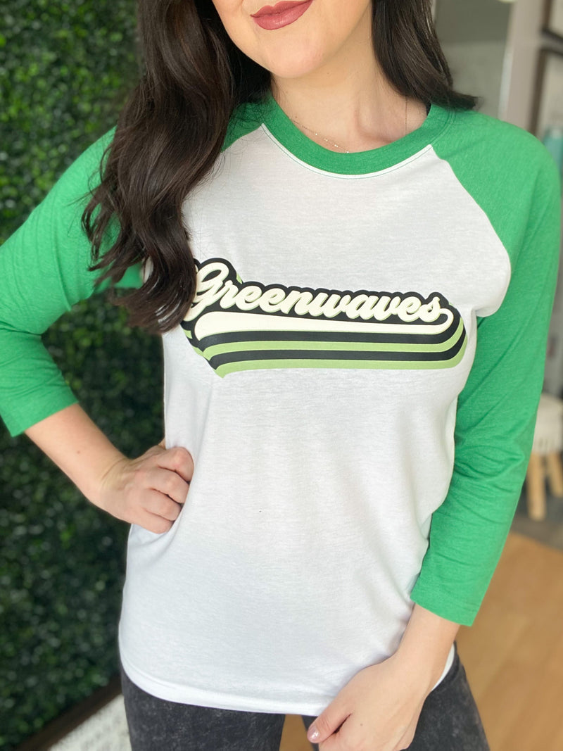 Retro Greenwaves Raglan Graphic Tee / In Stock
