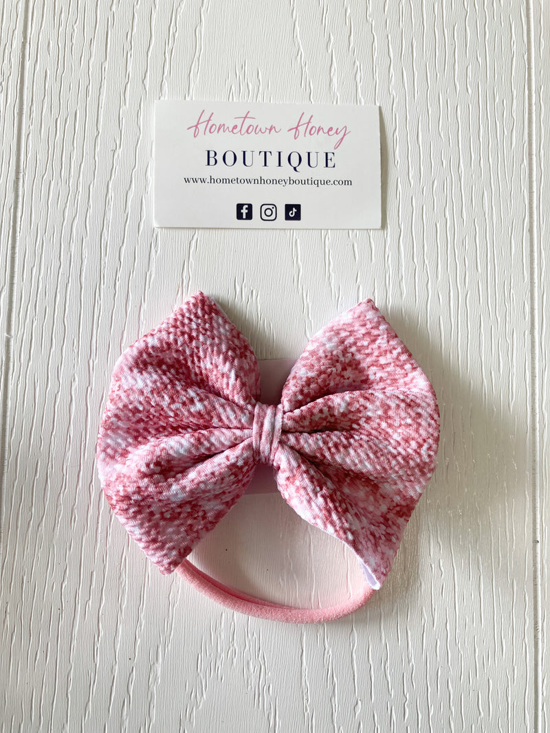Pink & White 5" Bow On Nylon
