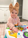 Girls Taupe Ribbed Infant Bow Headwrap / Headband