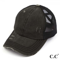 Black CC Criss Cross Ponytail Hat