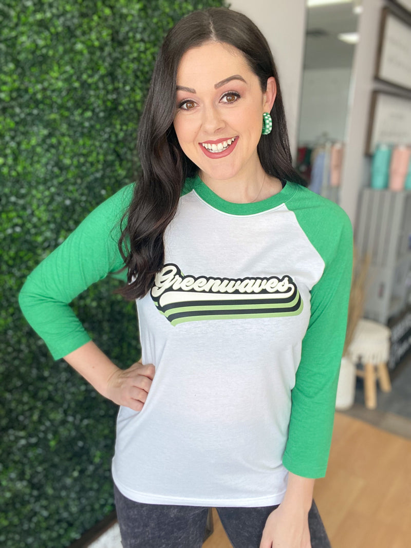 Retro Greenwaves Raglan Graphic Tee / In Stock