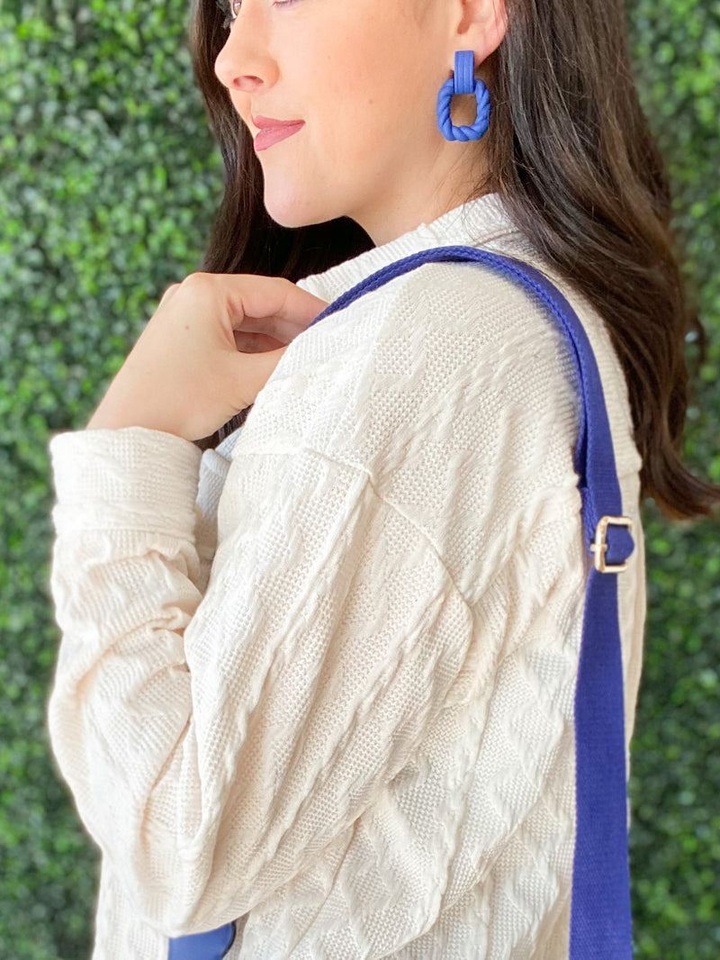 Twisted Blue Square Post Earrings