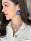 Twisted Blue Square Post Earrings