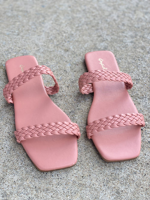 Rose/Brown Braided Sandals