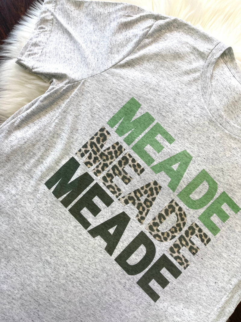 Meade Meade Meade White Speckled Graphic Tee