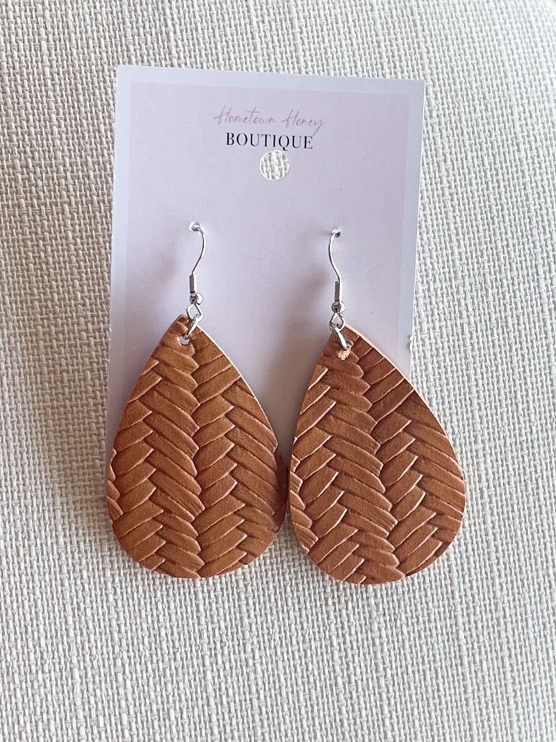Brown Leather Earrings