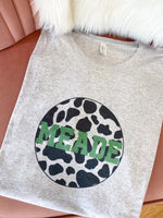 Cow Print Meade White Speckled Short Sleeve Graphic Tee
