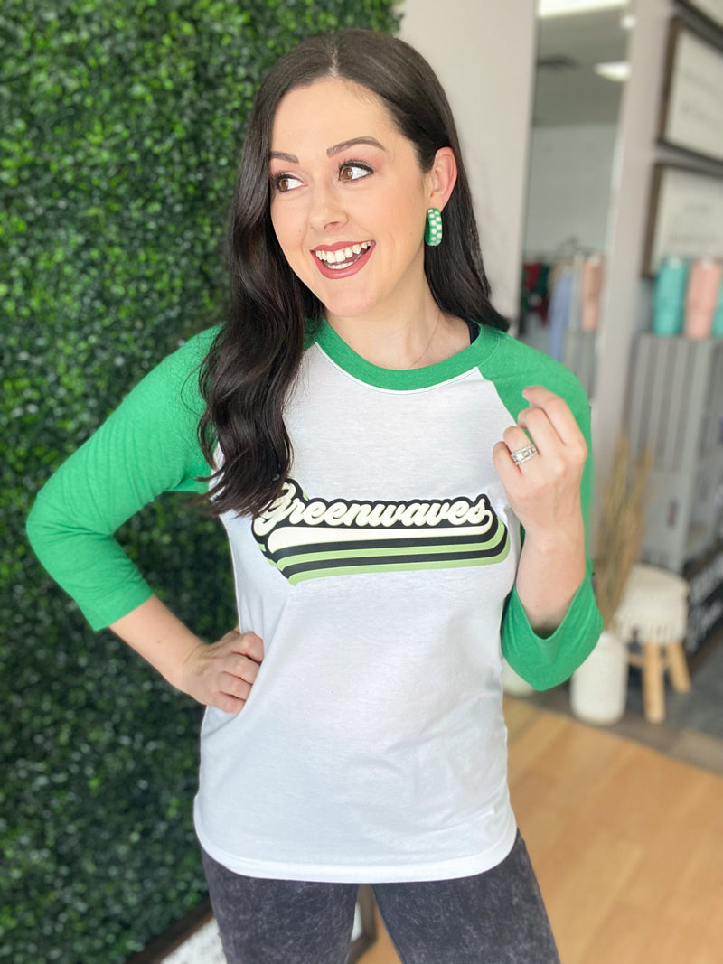 Retro Greenwaves Raglan Graphic Tee