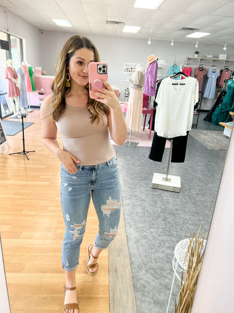 High Rise Distressed Boyfriend Judy Blue Jeans