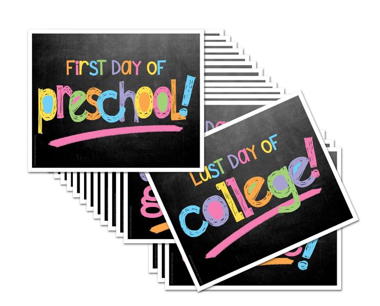 First & Last Day School Signs / 16 Grade Levels Pre School To College / Pastel Text
