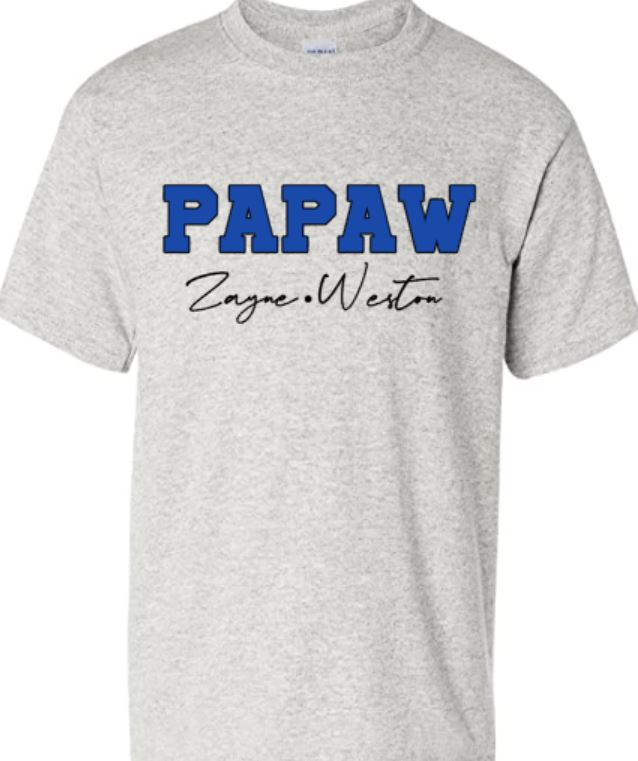 Personalized Papaw / Dad Graphic Tee / Royal Blue Font | Tshirt Bar