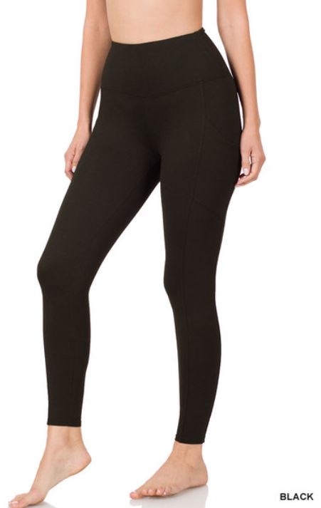 Black Buttery Soft Leggings With Side Pockets