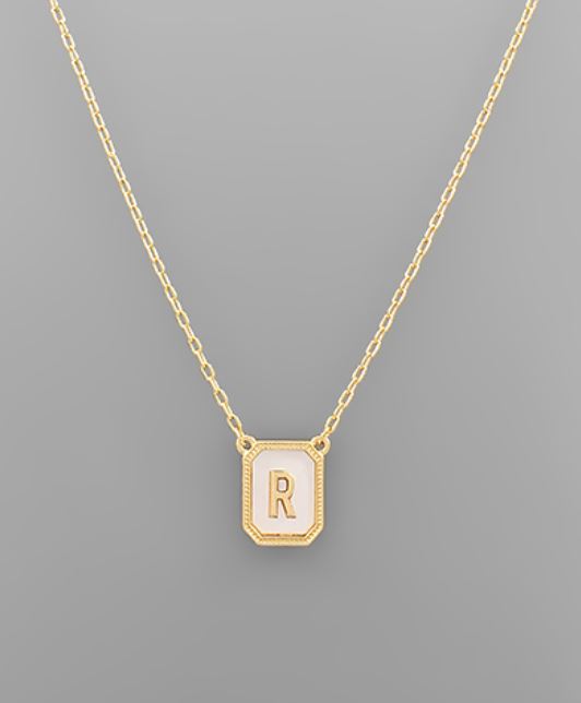 Mother of Pearl Initial Necklace