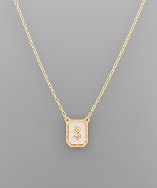 Mother of Pearl Initial Necklace