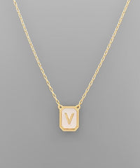 Mother of Pearl Initial Necklace