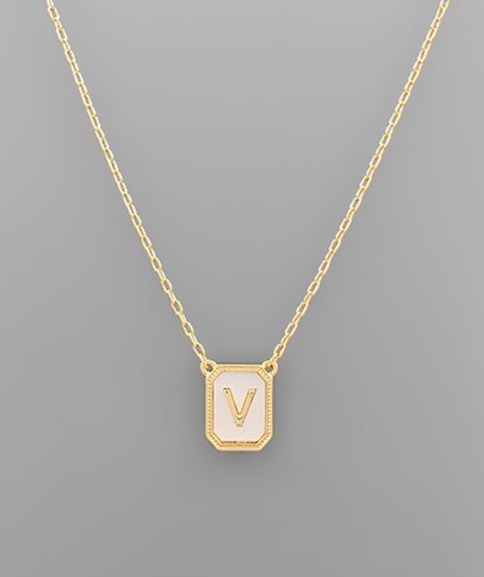 Mother of Pearl Initial Necklace